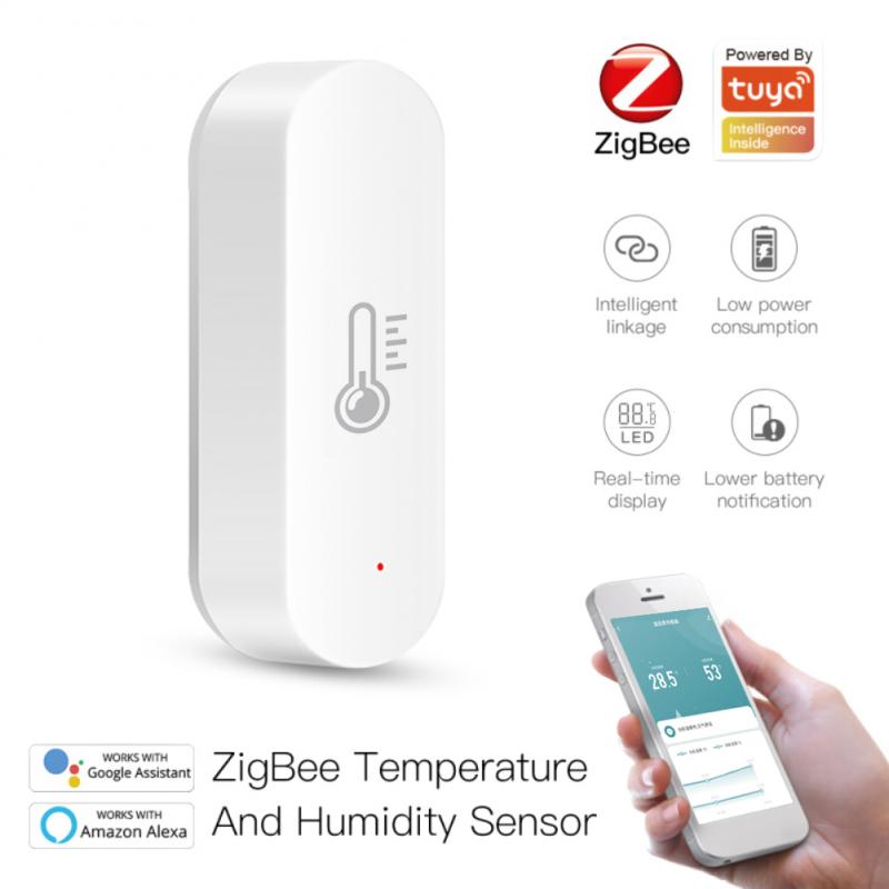 Tuya ZigBee Smart Home Temperature And Humidity Sensor Works With Alexa Google Assistant And Tuya Zigbee Hub Battery Powered