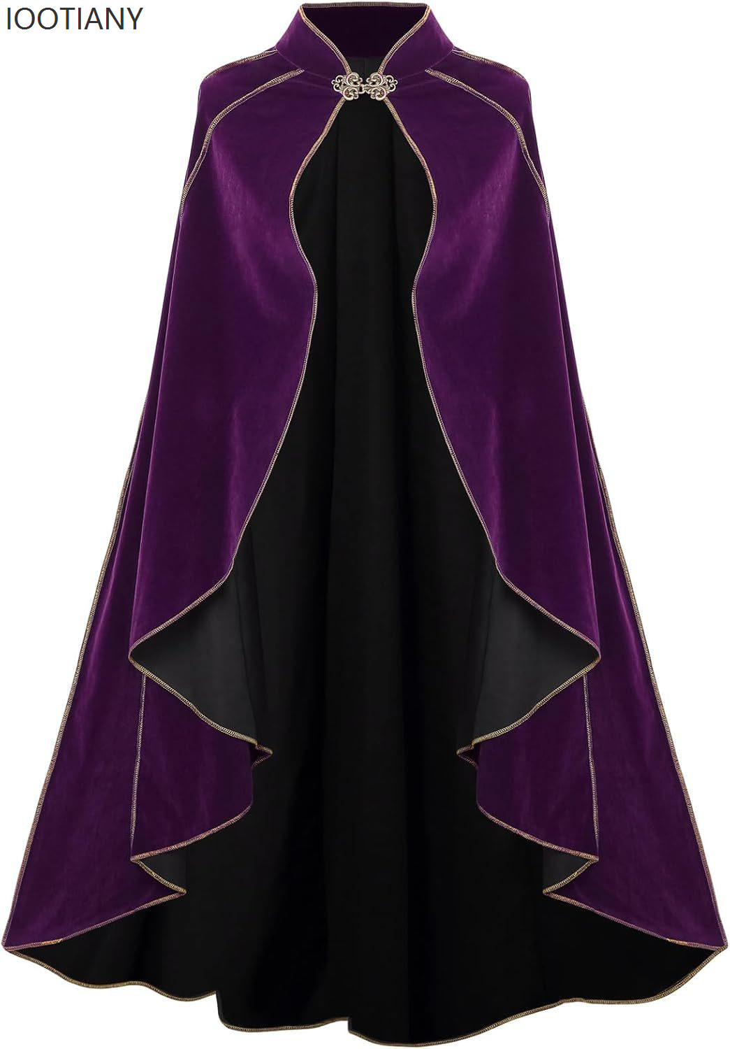 Luxury Queen Cloak Medieval Retro Gold Edge Victorian Noble Gothic Stage Performance Cloak Costume Halloween Vampire Cape: PURPLE