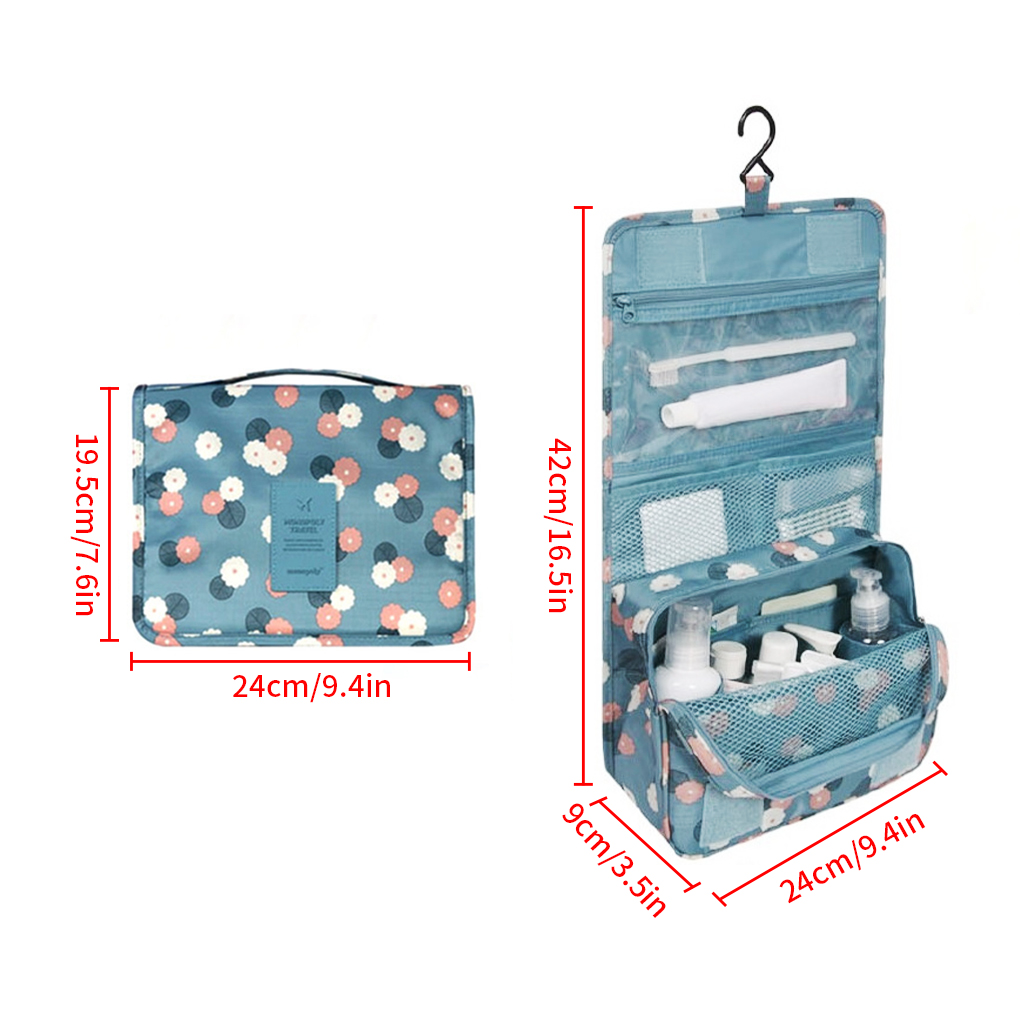 Portable Travel Storage Bag Cosmetic Organizer Cloth Underwear Toiletry Bag Organizer Suitcase Makeup Organizer Wash Storage Bag: Blue Flower