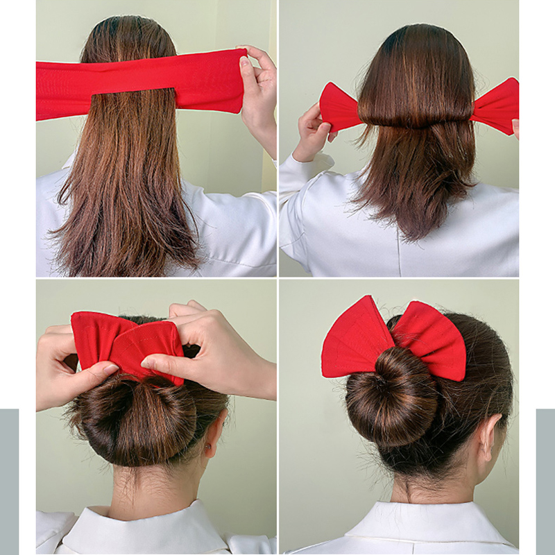 Multicolor Deft Bun Print Headband Hairpin for Women Girl Cloth Hair Circle Bun Maker Ponytail Holder Hair Accessories 1pcs