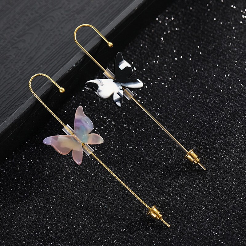 New Ear Wrap Crawler Hook orecchino per donna stile coreano acetato farfalla orecchino personalità scalatore orecchino regalo gioielli