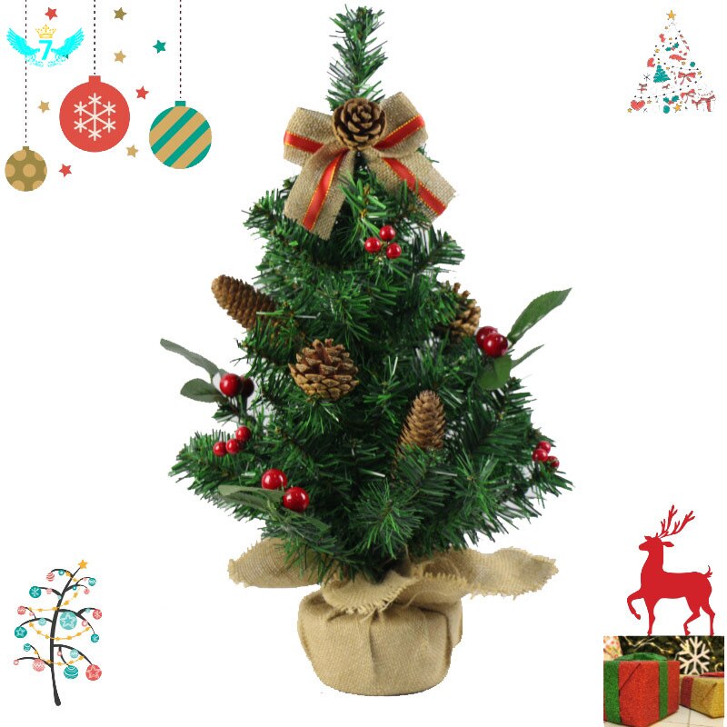 Mini Kunstmatige Kerstboom Met Dennenappel Lint DWH5