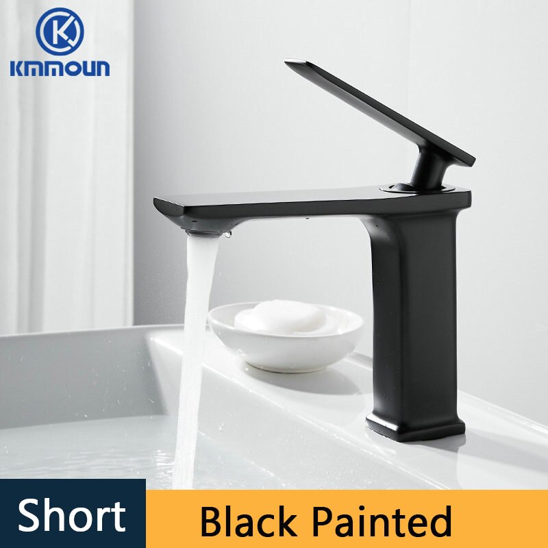 Waterval Basin Kraan Cold Mixer Basin Sink Tap Messing Zwart Wit Goud Badkamer Mixer Crane Home Hardware Kraan: black painted