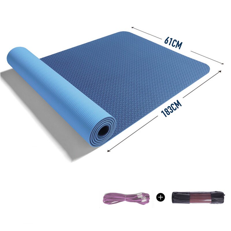 Tapete de ioga, de tpe, dupla camada, antiderrapante, 6mm, para exercícios, esportes, fitness, pilates, academia, casa, sem gosto: 1