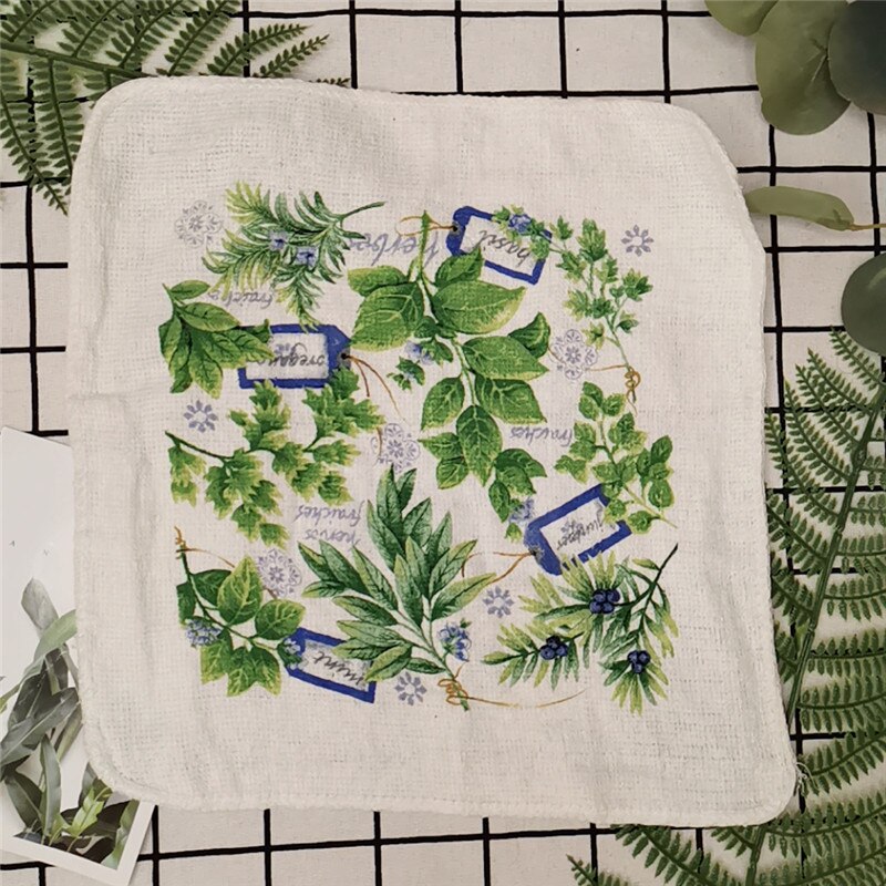 1Pc Small 20x20cm Cotton Terry Printed European American Pastoral Flowers Absorbent Kitchen Square Towel