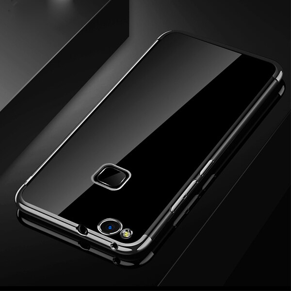For Huawei P10 Lite Case Bumper P 10 Lite Cover Luxury Soft Silicone Transparent Platint Clear Cover For Huawei P10 Lite Case: Black