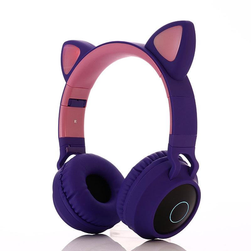 Bluetooth Stereo Kopfhörer Nette Katze Ohr Kopfhörer Blinkende Leuchtende kopfhörer Spielen Headset Kopfhörer LED licht Für PC Mädchen