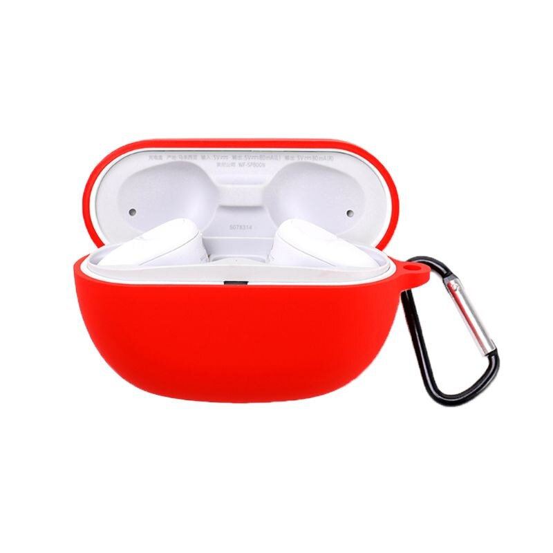 Anti-fingerprint Dust-proof Protective Cover Silicone Case with Carabiner for SONY WF-SP800N Truly Wireless Earphone: C