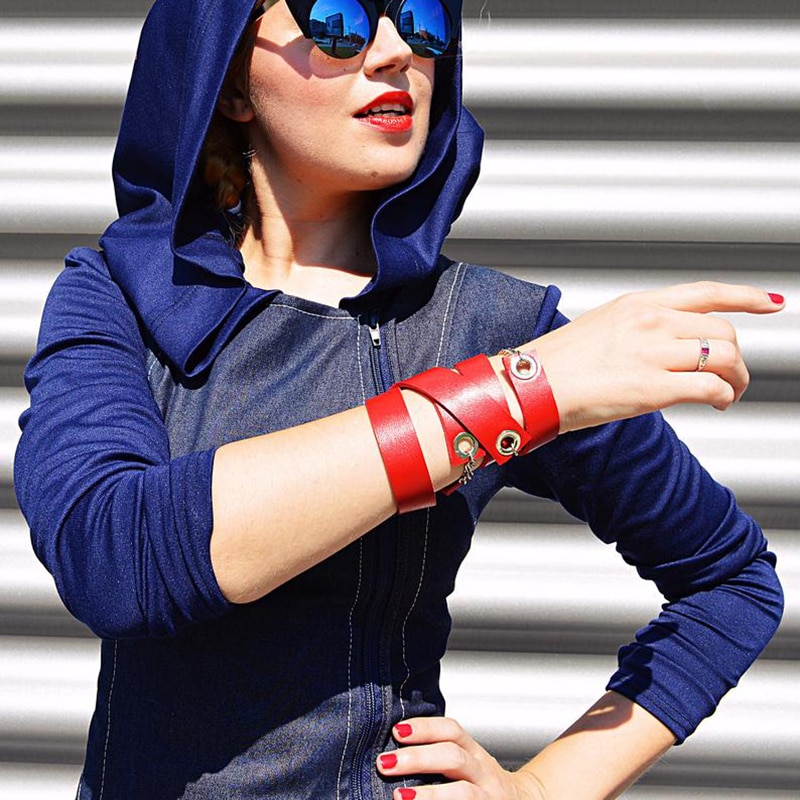 YD&YDBZ Leather Bracelet For Women Leather Jewelry Red Chain Bracelets Punk Bohemia Jewellery Accessories