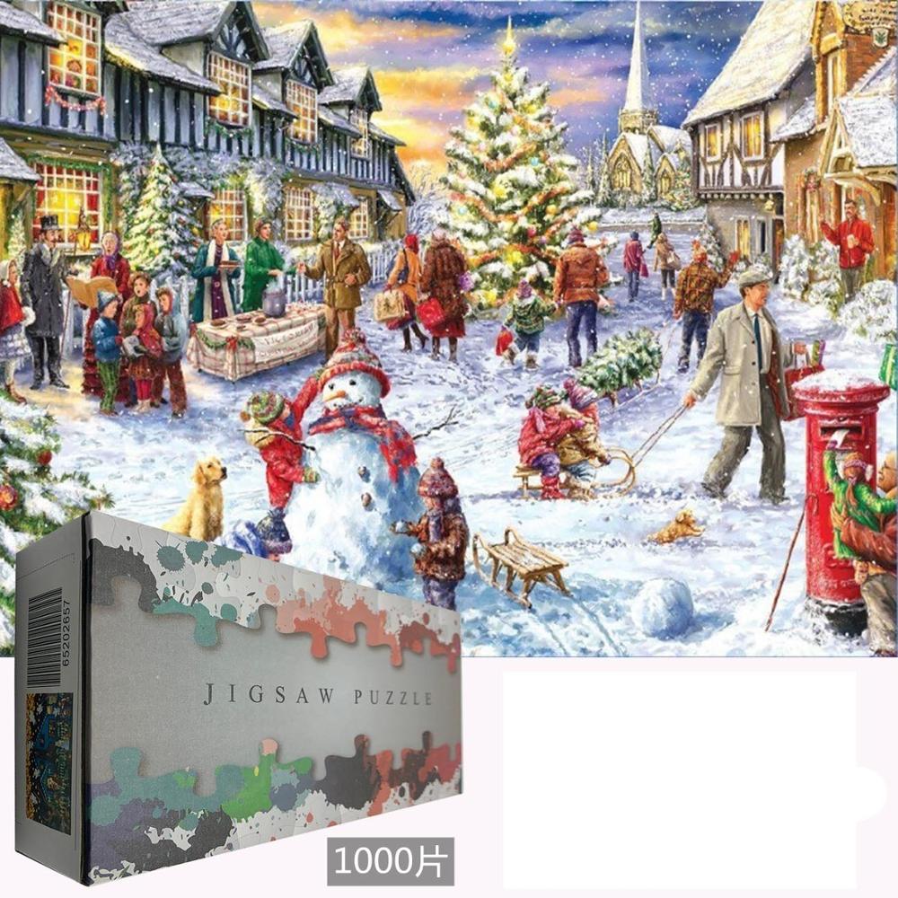 1000 bitar pussel god jul stort pussel för vuxna barn pusselspel pedagogiska leksaker hem väggmålning
