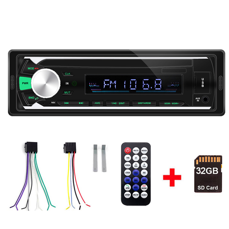 Radio de Coche Autoradio 1 Din Bluetooth SD MP3 jugador Coche Radios Estereo Poste Para Auto audio estéreo Carro Samochodowe Automotivo: 32G SD Card