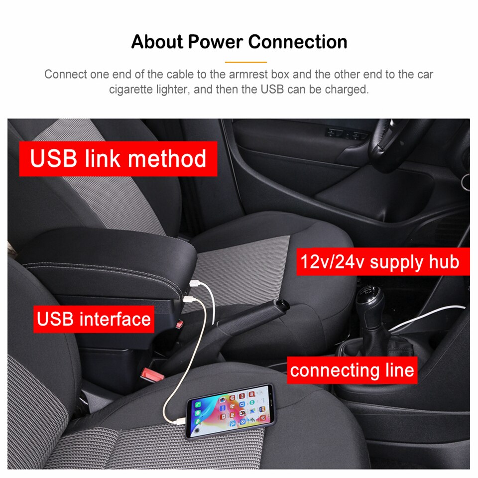 Boîte d&#39;accoudoir avec cendrier et porte-gobelet de rangement, accessoires de voiture, Interface USB rétractable, pour Renault Clio 4, Clio 3 III IV
