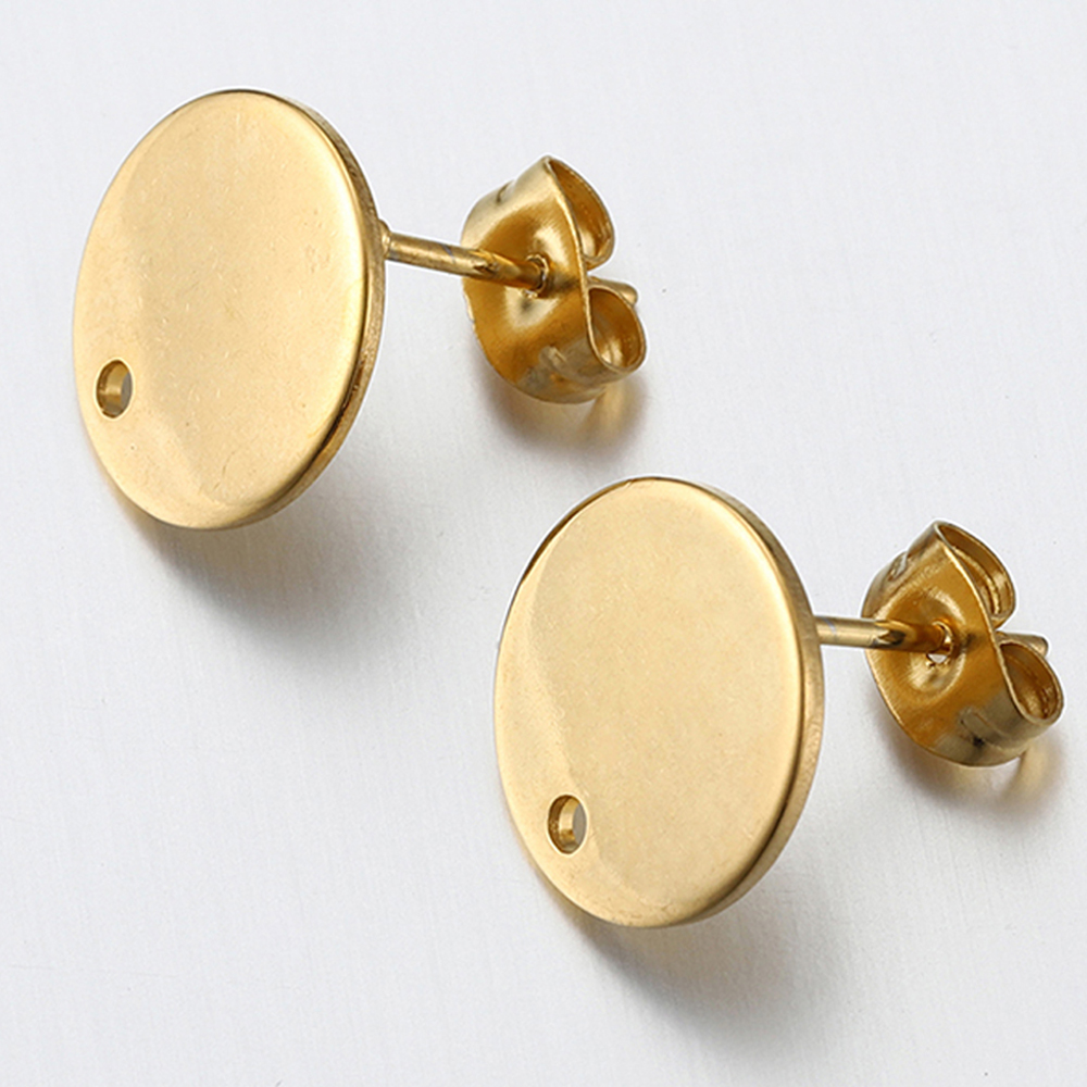 10 Uds. De pendientes dorados de acero inoxidable con forma de corazón de amor para pendientes DIY, Base para hacer joyas, accesorios de componentes con dijes colgantes con agujeros: Azul marino