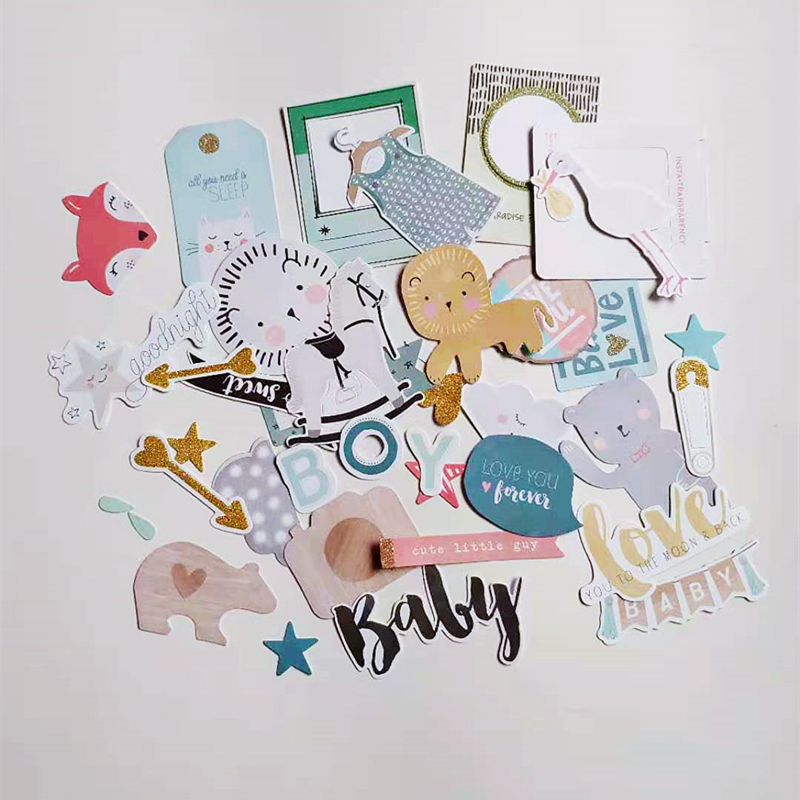 Pink Girl Embellishments Ephemera Shapes Glitter Paper Diecuts for DIY Scrapbooking Card Making Crafts /Photo Album Decoration: 40pcs boy