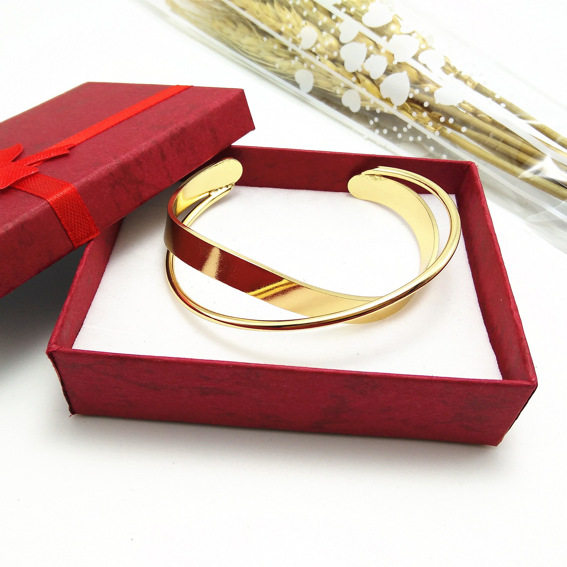 Südkoreas Neue glänzend Doppel-schicht Geometrische Unregelmäßige Kreuz Polieren Dame Armbinde Schmuck Metall retro frauen Armbänder: gold