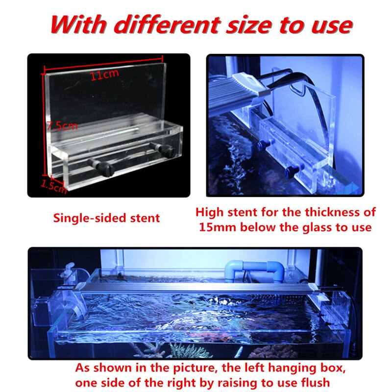 2pcs Aquarium Clear Fish Tank LED Light Holder Lamp Fixtures Support Stands Hang Box Aquatic Fish Tank Lighting Accessories