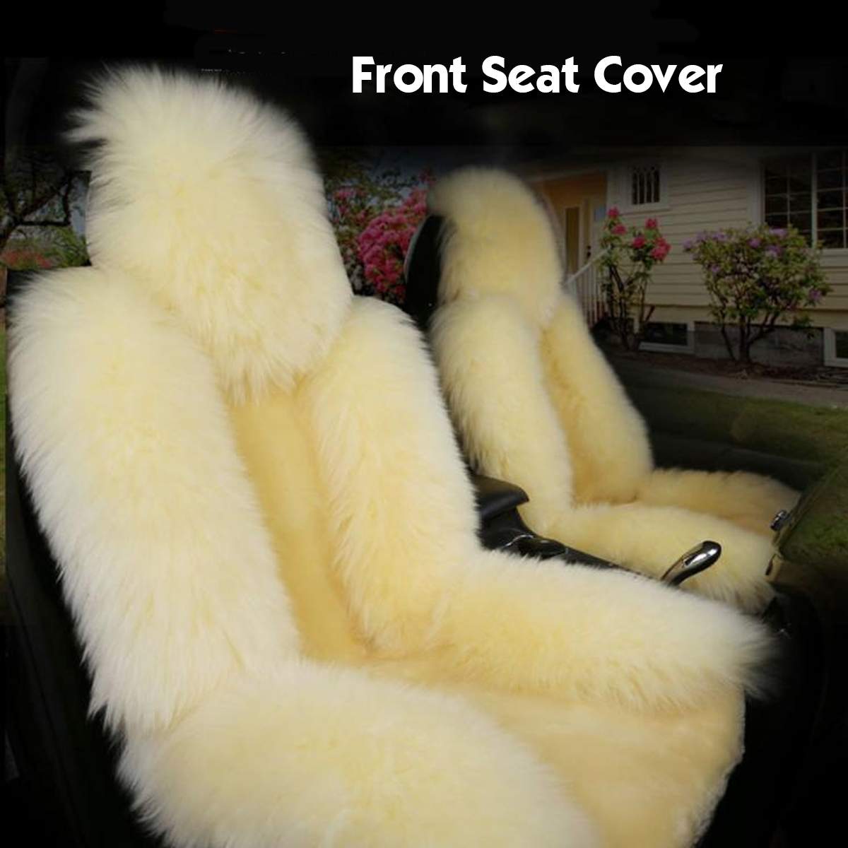 Auto Seat Cover Lange Wollen Front Seat Cover Universele Auto Zitkussen Winter Warm Furry Fluffy Auto Voorste Rij seat Hoes