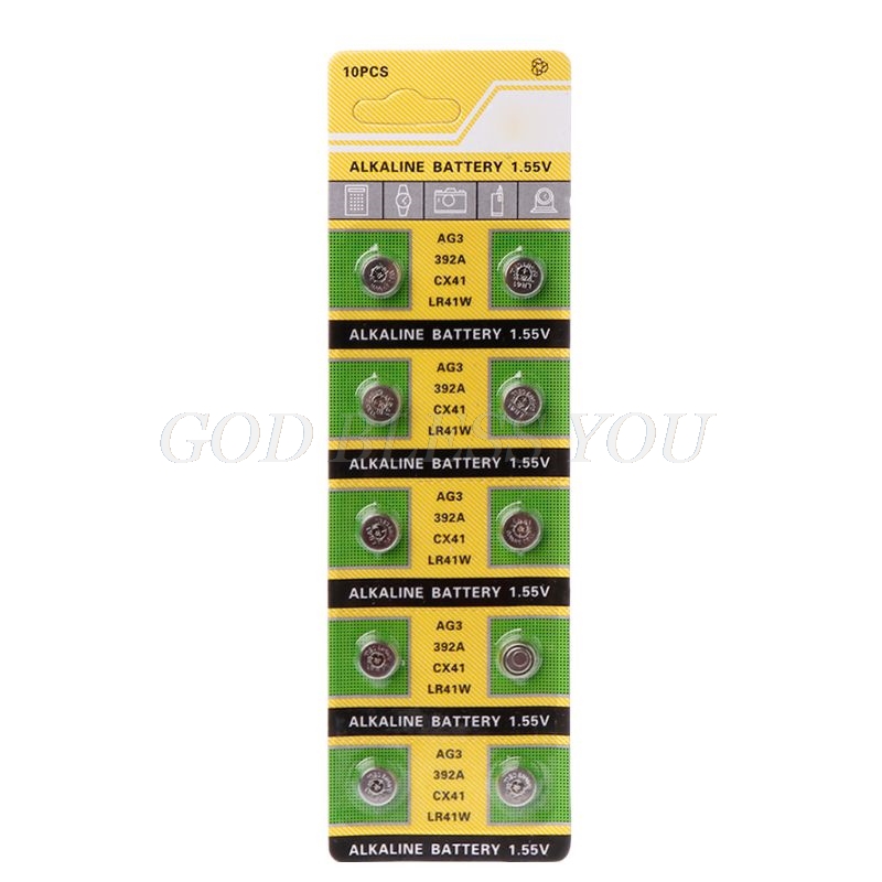 10PCS Cell Coin Alkaline Battery AG3 1.55V Button Batteries SR41 192 L736 384 SR41SW CX41 LR41 392 Lamp Chain Finger Light Watch