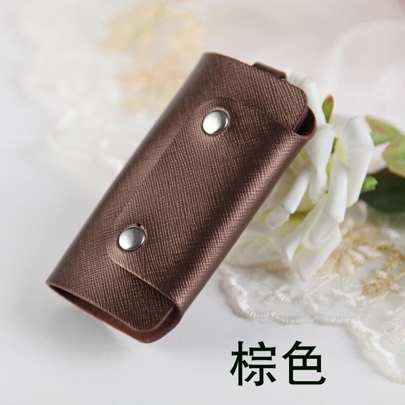 Pu Lederen Sleutel Portemonnee Kaarthouder Leuke Business Organizer Huishoudster Case Sleutelhanger Portemonnees Mannen Vrouwen Pocket Autosleutels Bag: Brown A