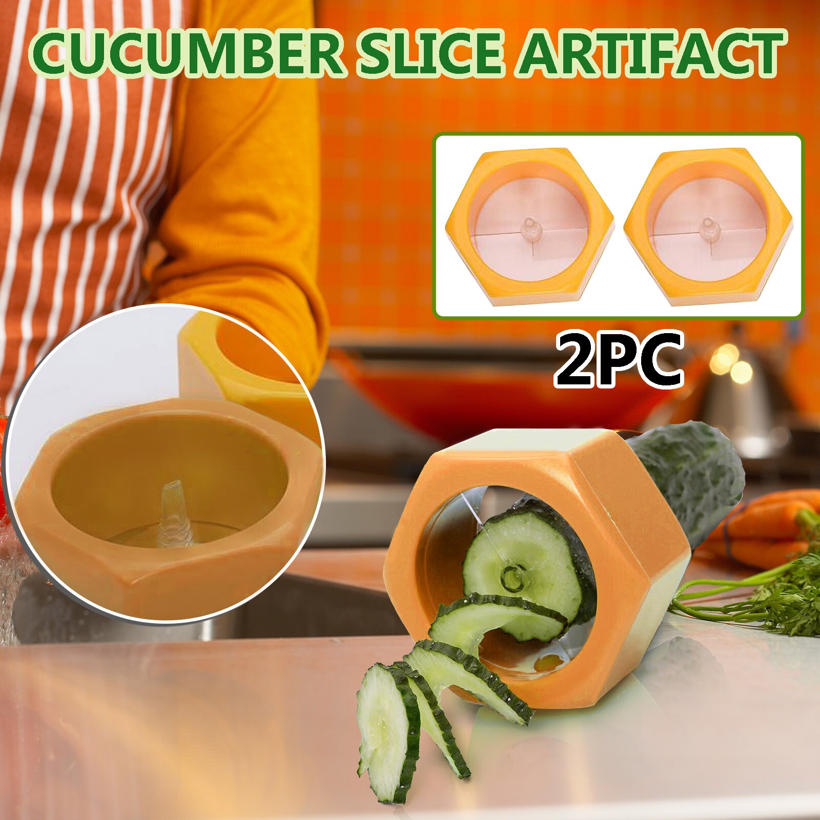 2pc Spiral Cucumber Cutter Lazy Vegetable Cutter Kitchen Artifact Vegetable Fruit Spiral Slicer Salad Tools Kitchen Cutter