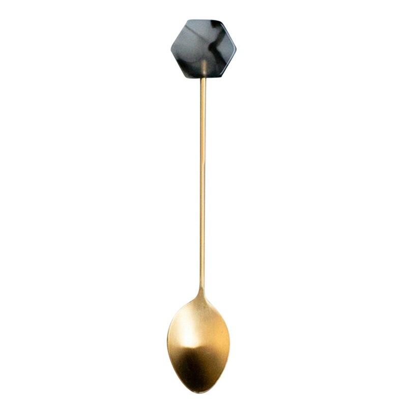 Stainless Steel Coffee Small Stirring Spoon Simple Acrylic Gold-plated Geometric Shape Dessert Spoon: H3
