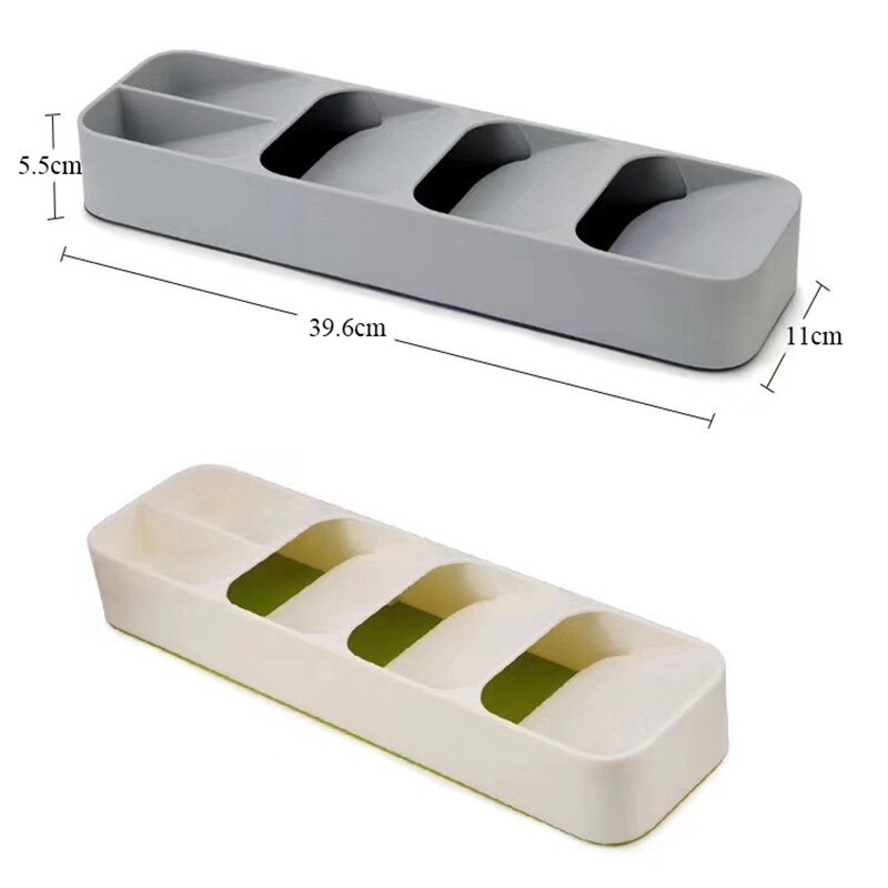 Caja de almacenamiento de vajilla, bandeja de almacenamiento de cucharas, soporte para cuchillos, tenedor, bandeja de cubiertos de plástico, estante de almacenamiento de cocina, 2 uds.