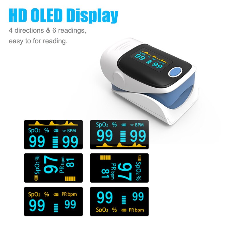 Household OLED Pulse Oximeter Finger Oximeter SpO2 PR Blood Oxygen Saturation Meter Heart Rate Monitor Health Care