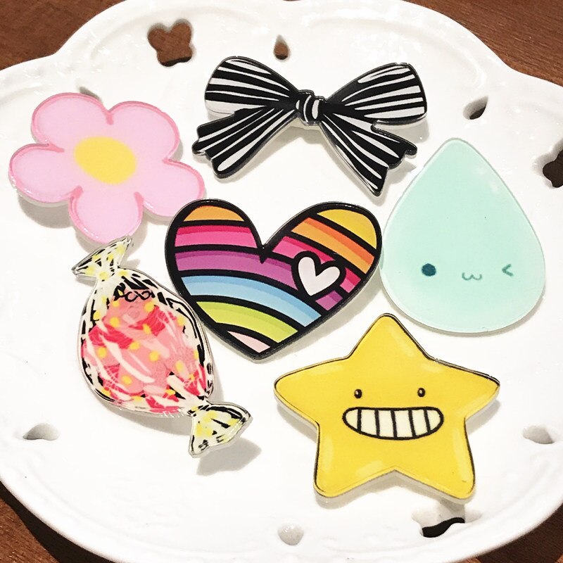 1Set Voedsel Serie Acryl Broches Cookie Sushi Mike Icoon Badges Ijs Pins Voor Kids Party Decoratie Op bag Kleding: Antique Copper