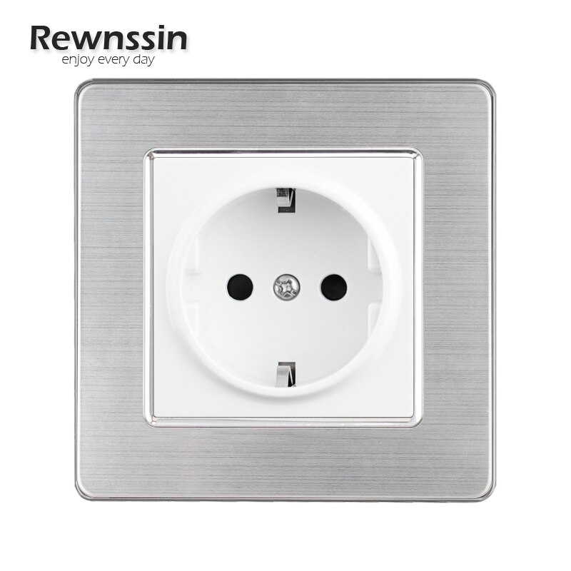 Wall Socket EU Standard Electrical Socket AC110V-250V Standard Plug Singel/Double Socket White Stainless Steel Panel