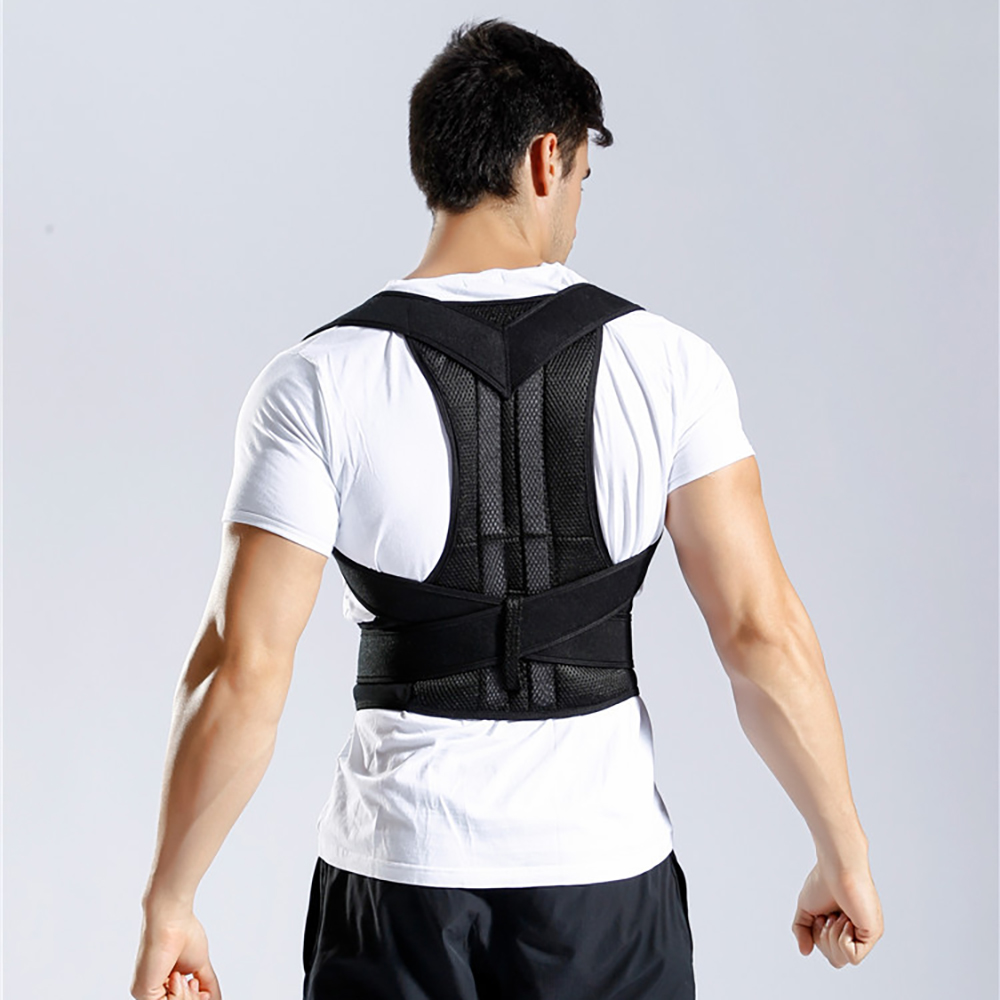 Rygsøjle tilbage korset kropsholdning korrektion stål stropper babaka holdning corrector mænd ryg ryg ryg skulder støtte bælte elastiske seler