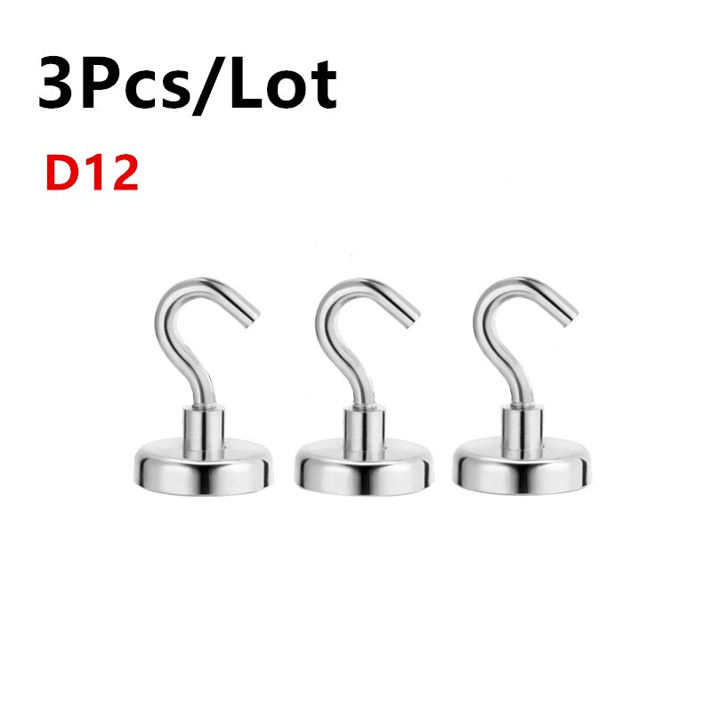 3 stk/parti  d12 stærke magnetiske kroge duty vægkroge bøjle nøgle frakke kop hænge bøjle hjem køkken opbevaring organisation kroge: Default Title