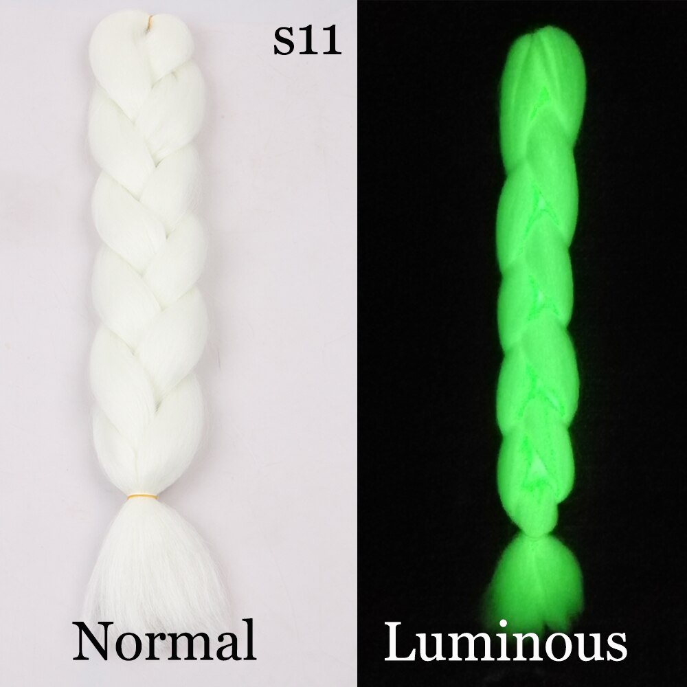 Shining Fluorescence Braiding Hair Jumbo Box Braids Hair Synthetic Braid Hair Extensions for Women White Pink 100g 24inch: S11