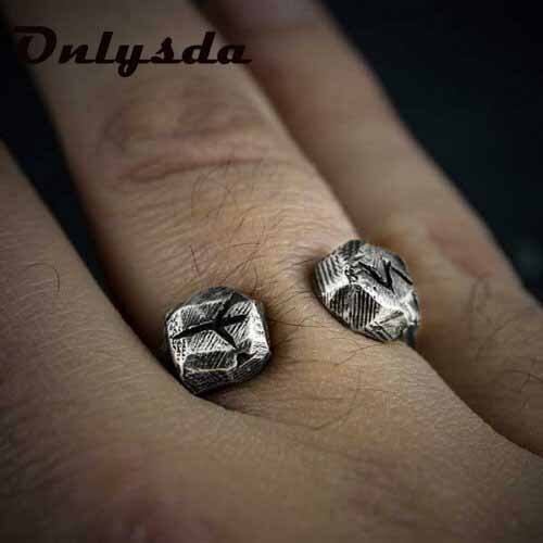 Stainless steel Odin Norse Runes Viking Anel Amulet Rune Couple Dating Rings For Men Women Words Retro Jewelry