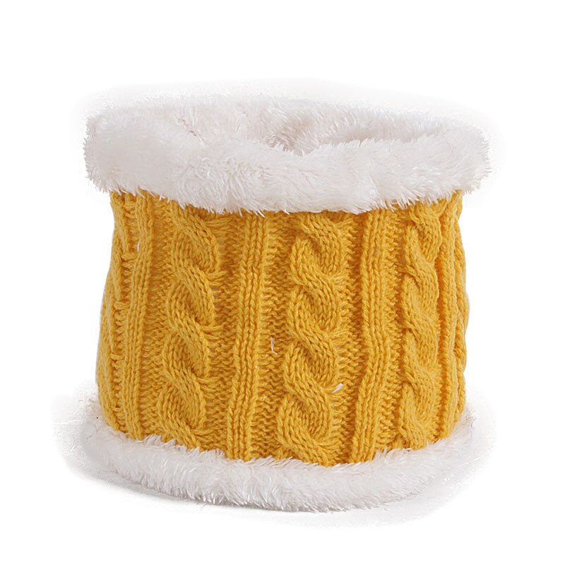 6-36 Months Girlsl Knitted Beanie Hat Scarf Two Piece Set Solid Winter Warm Toddler Children Ear Protection Girl Hat Scarves: yellow scarf only