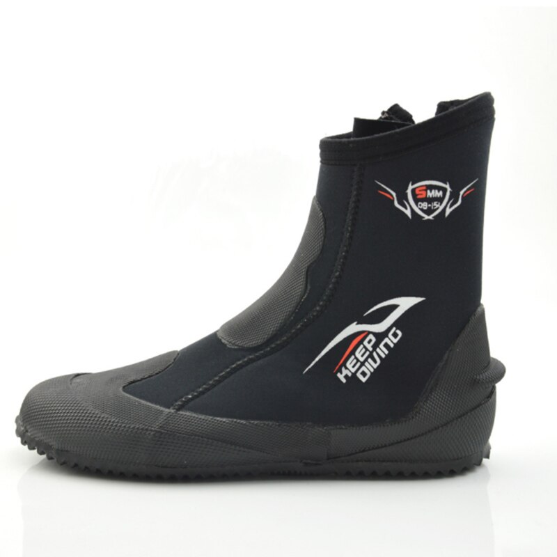 Botas de neopreno de 5mm para hombre y mujer, botines súper elásticos con cremallera, suela dura, para buceo, deportes acuáticos, surf, esnórquel