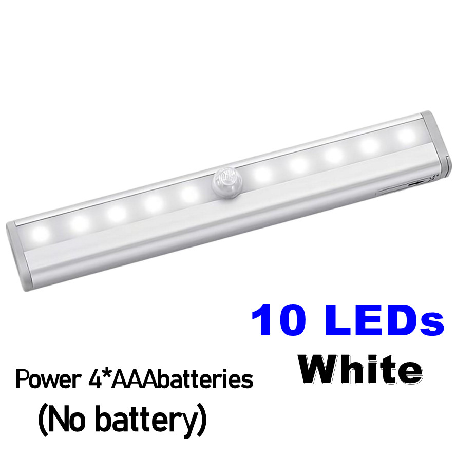 Luz LED con Sensor de movimiento PIR para armario, luces de armario con Sensor automático, lámpara de luz nocturna para cajón, lámpara de interior, 6/10 LED: Amarillo cálido