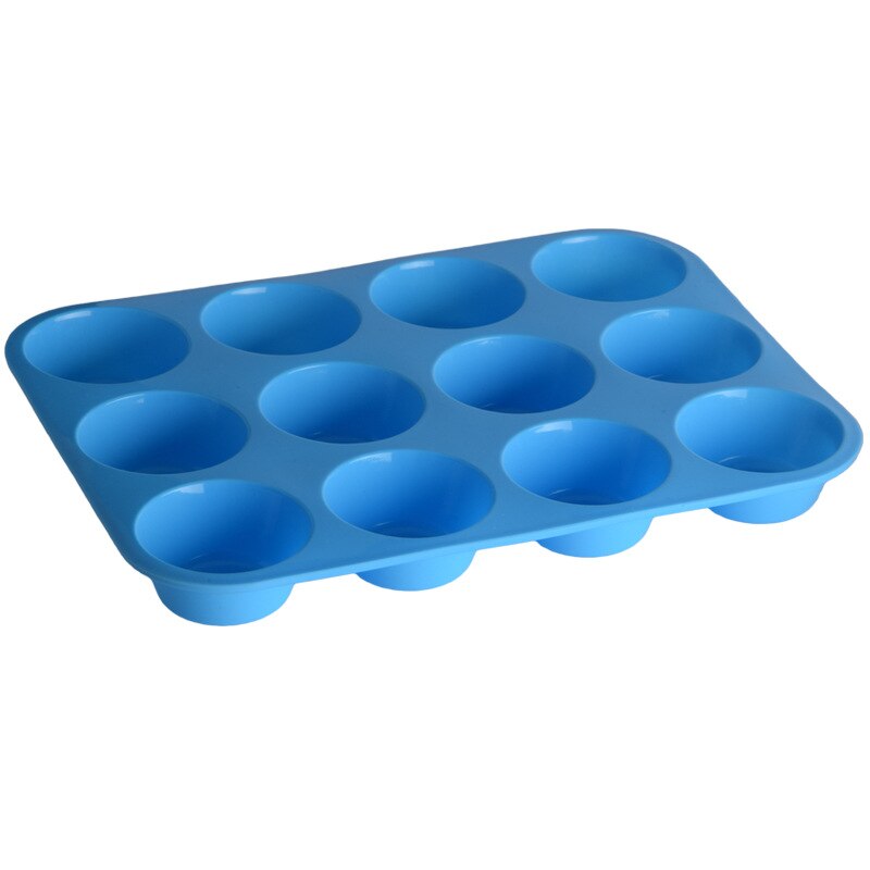 Verdikte 12-Holes Ronde Siliconen Cakevorm Siliconen Bakplaat Muffin Cakevorm Jelly Puddingvorm Ei Taartvorm: BLUE