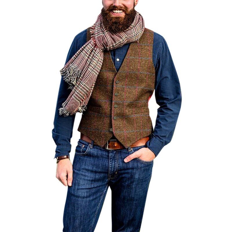 Menns kjole Vest boutique rutete slank passe fritid bomull mann herre beckham virksomhet Vest til bryllup groomsmen