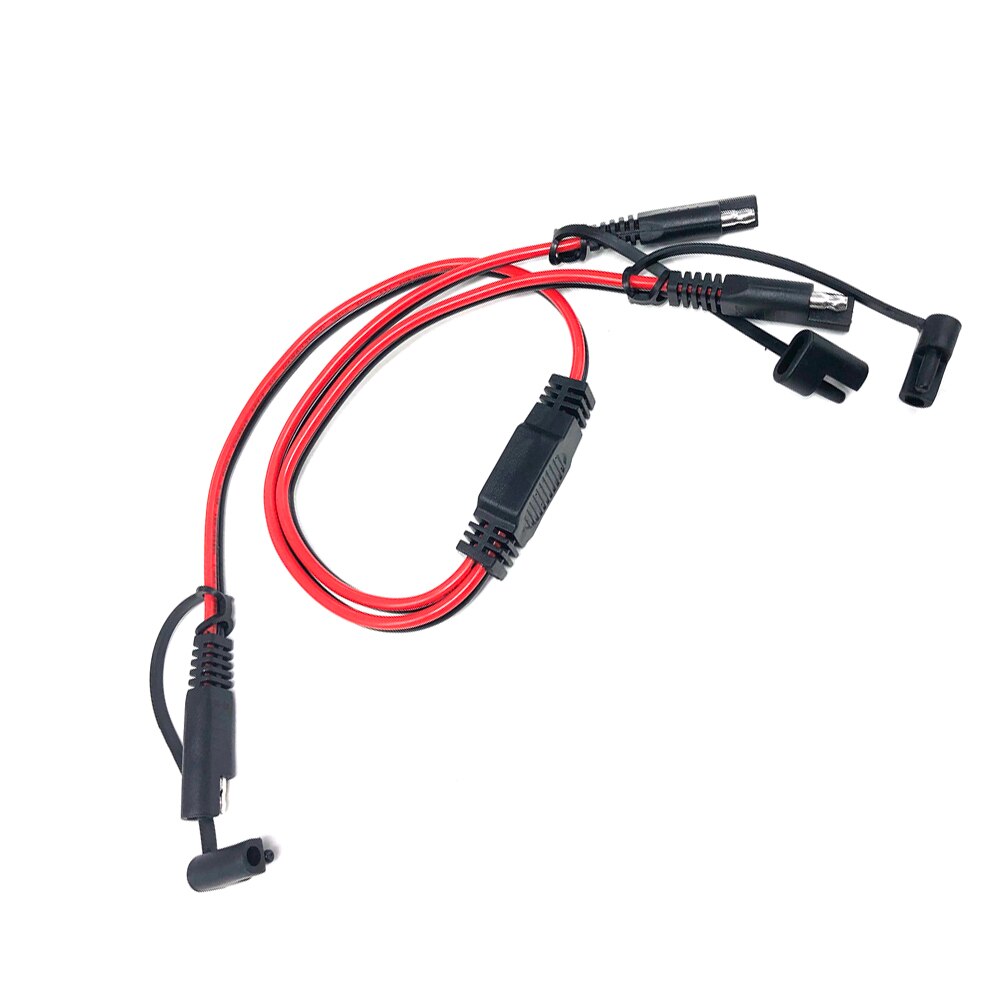 SAE Cable SAE Connector SAE Power Automotive Adapter Cable 1 to 2 SAE Extension Cable with Dust Cover 14AWG 60cm