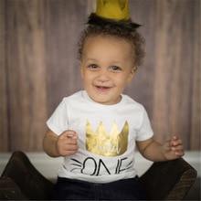 Kurzarm Baby Kinder Sommer T-shirt 1ST Birthday Krone Druck nette Tops T Für Jungen Mädchen Kleinkind Baby T-shirt Tops
