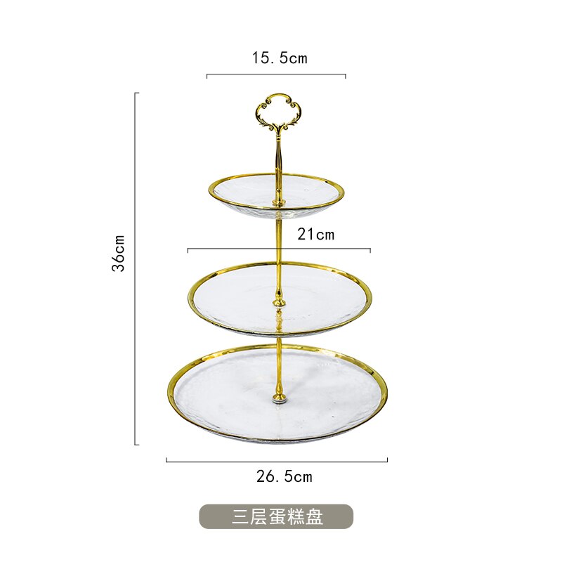 European-style two-layer/three-layer cake stand fruit snack dessert plate home hotel self-service tableware display stand glass