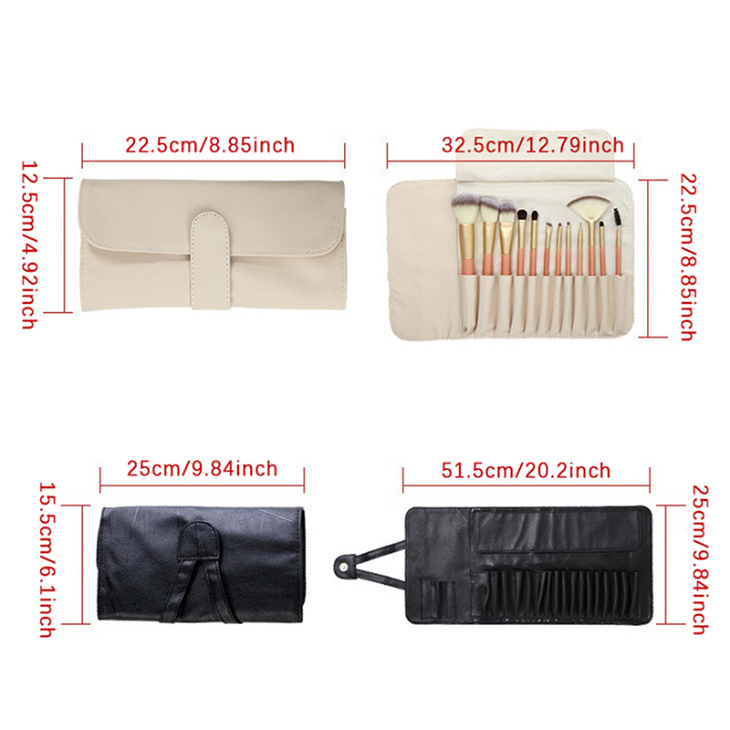 12/14/18 Hole Makeup Brush Bag Functional Cosmetics Case Travel Organizer Make Up Brushes Protector Makeup Tools Rolling Pouch