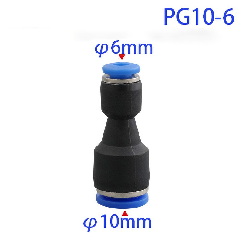 Pu Pneumatic Fittings Plastic Connector PG 4mm 6mm 8mm 10/12/14mm 16mmAir water Hose Tube Push in Straight Gas Quick Connectors: PG 10-6mm
