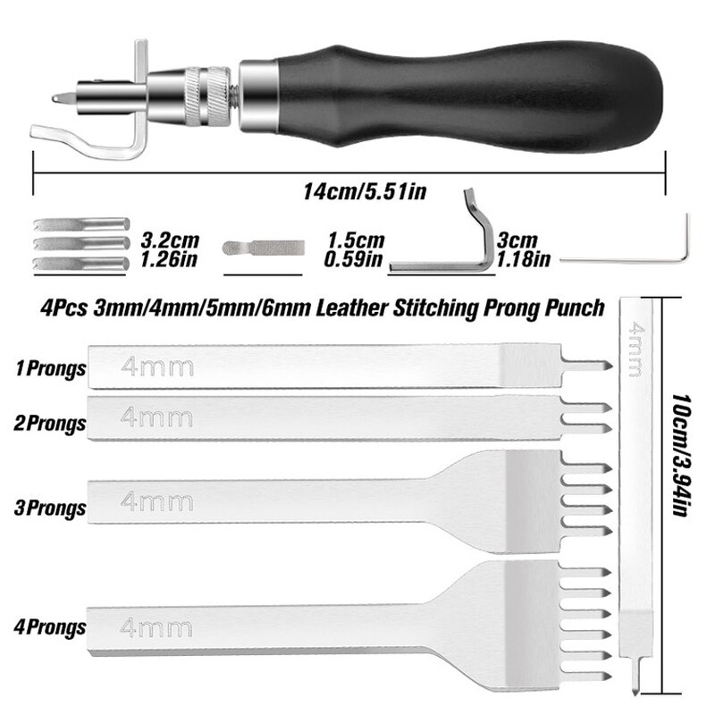 LMDZ Leather Spacing Punch Tools Creasing Edge Beveler Leather Groover Tool for Lacing Stitching Sewing and Leather Craft Work