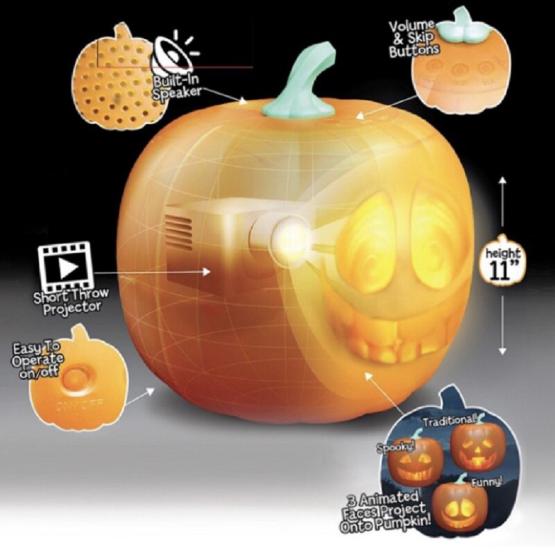 Halloween Talking Animated Pumpkin with Built-in 3-in-1 Projector & Speaker for Home Party