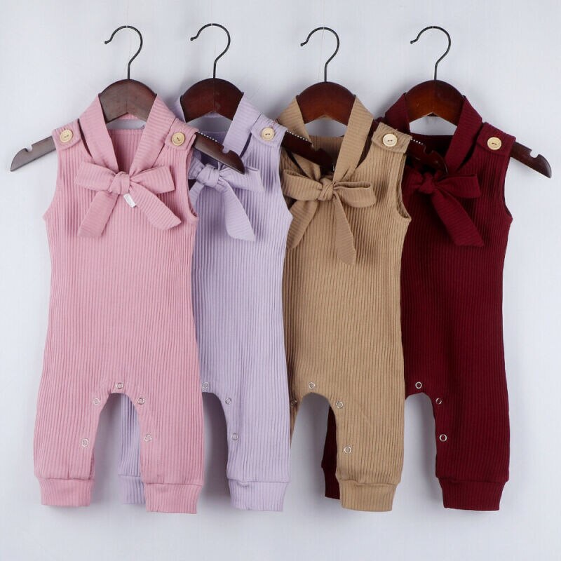 0-24m spedbarn baby jente gutt romper solide ermeløs nydelig jumpsuit+hodebånd 2 stk antrekk klær sommer