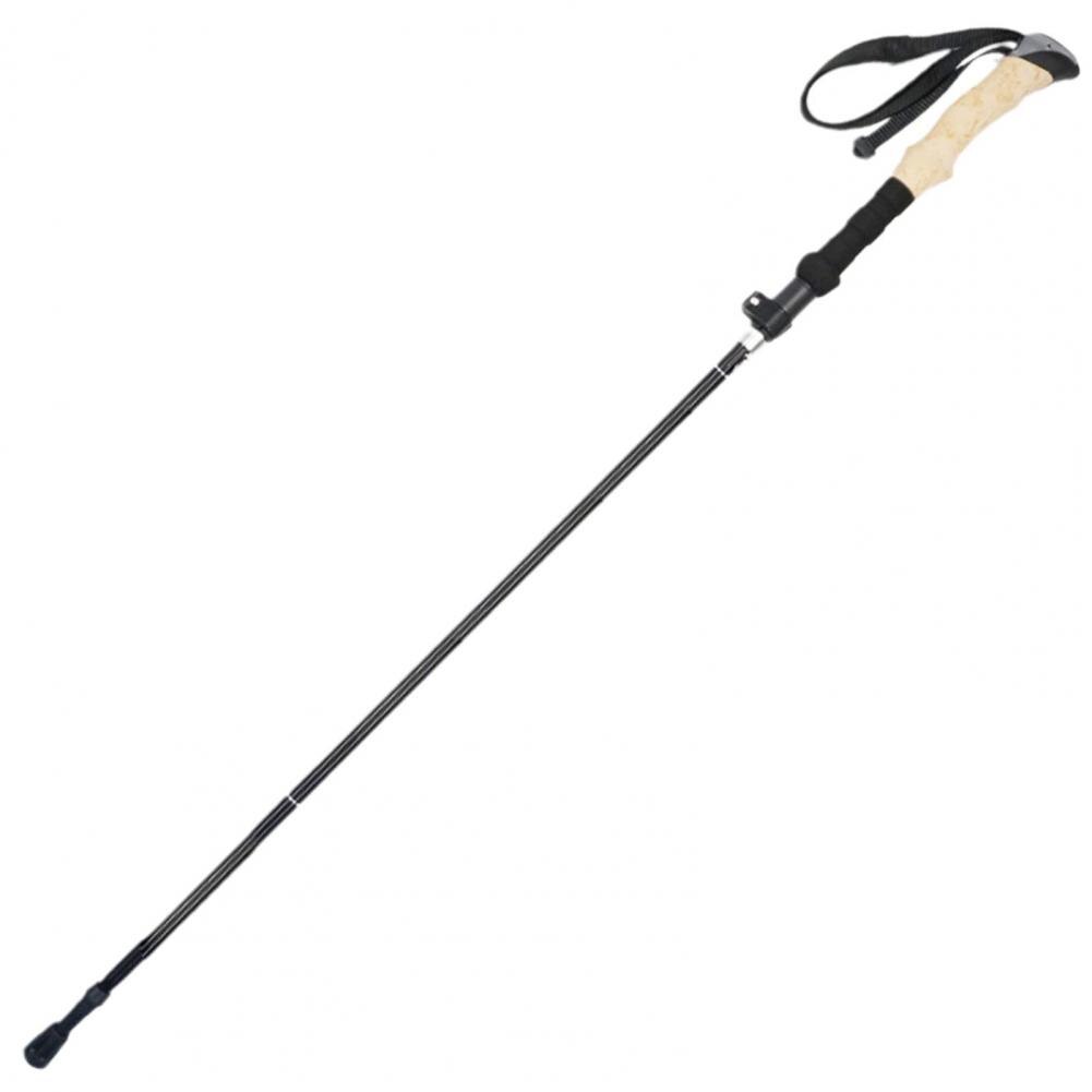 Lightweight Aluminum Alloy Folding Trekking Pole Hiking 5 Section Walking Stick: Black