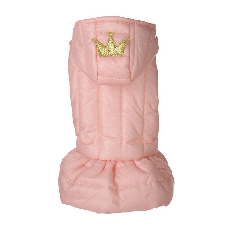 Pet Dogs Girls Dog Dresses Warm Two-leg Costume For Autumn Winter Puppy Cotton Dress: Pink / S