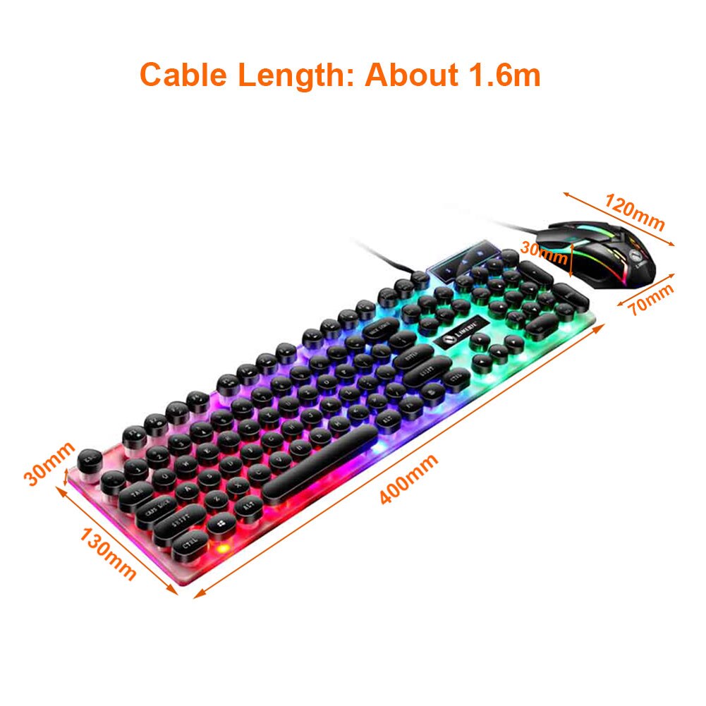 Wired Rainbow Color Backlight Gaming Keyboard And Mouse Mechanical Keyboard Silent Gaming Mouse Set For PC LaptopDesktop,