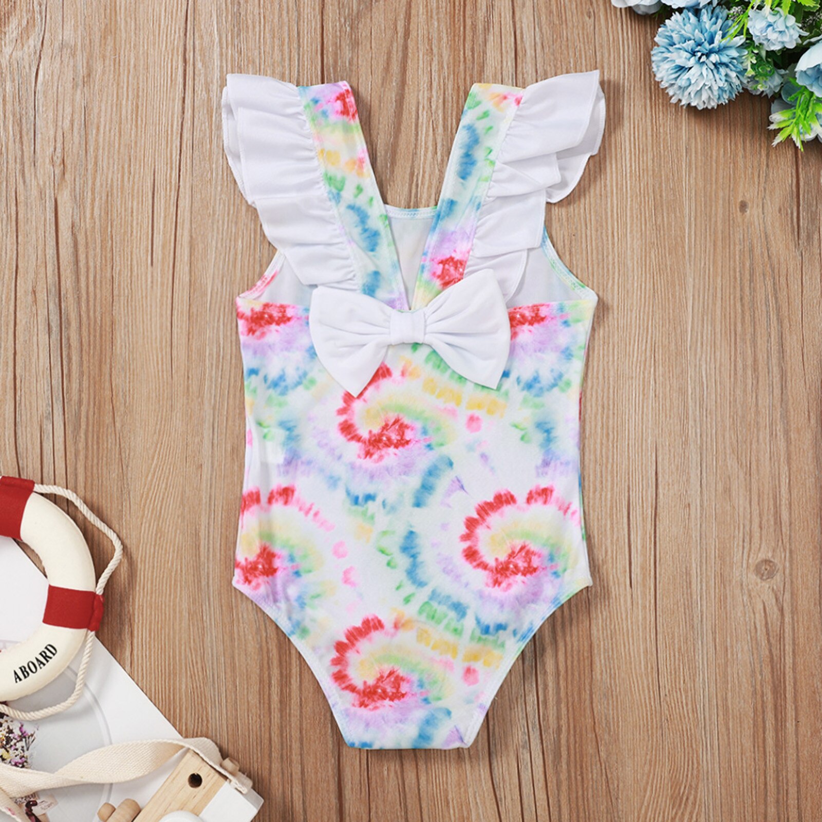 Toddler Kids Baby Girls Tie-Dye Bikini One-Piece Swimwear Swimsuit Beachwear Star kid swimsuit 2~16Y Girl One-piece Swimsuit